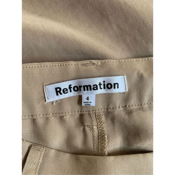Reformation Mason High Rise Straight Leg Trouser Pant Khaki Size 4 - Picture 9 of 12